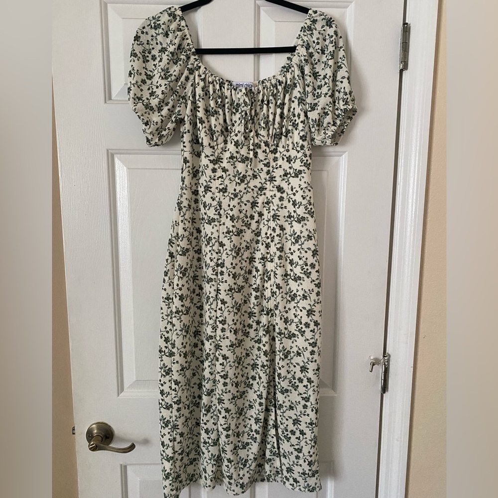 Green and White Floral Maxi Sundress